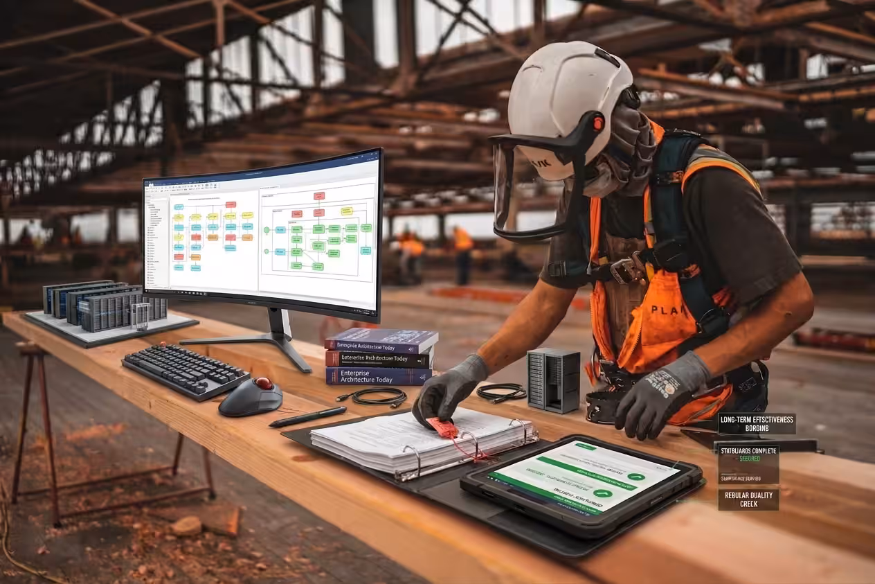 Senior adviseur analyseert de governancekaders en architectuur